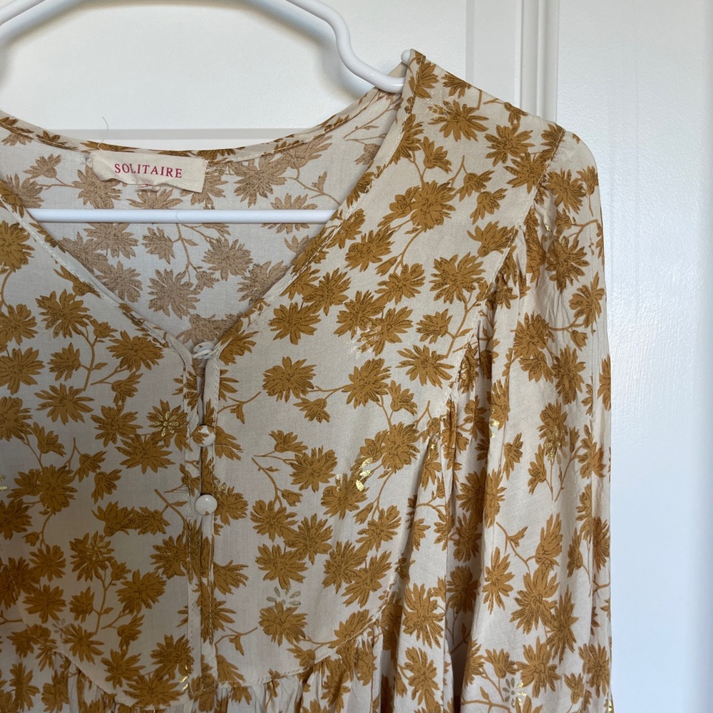 Yellow Floral Blouse Bohemian Style